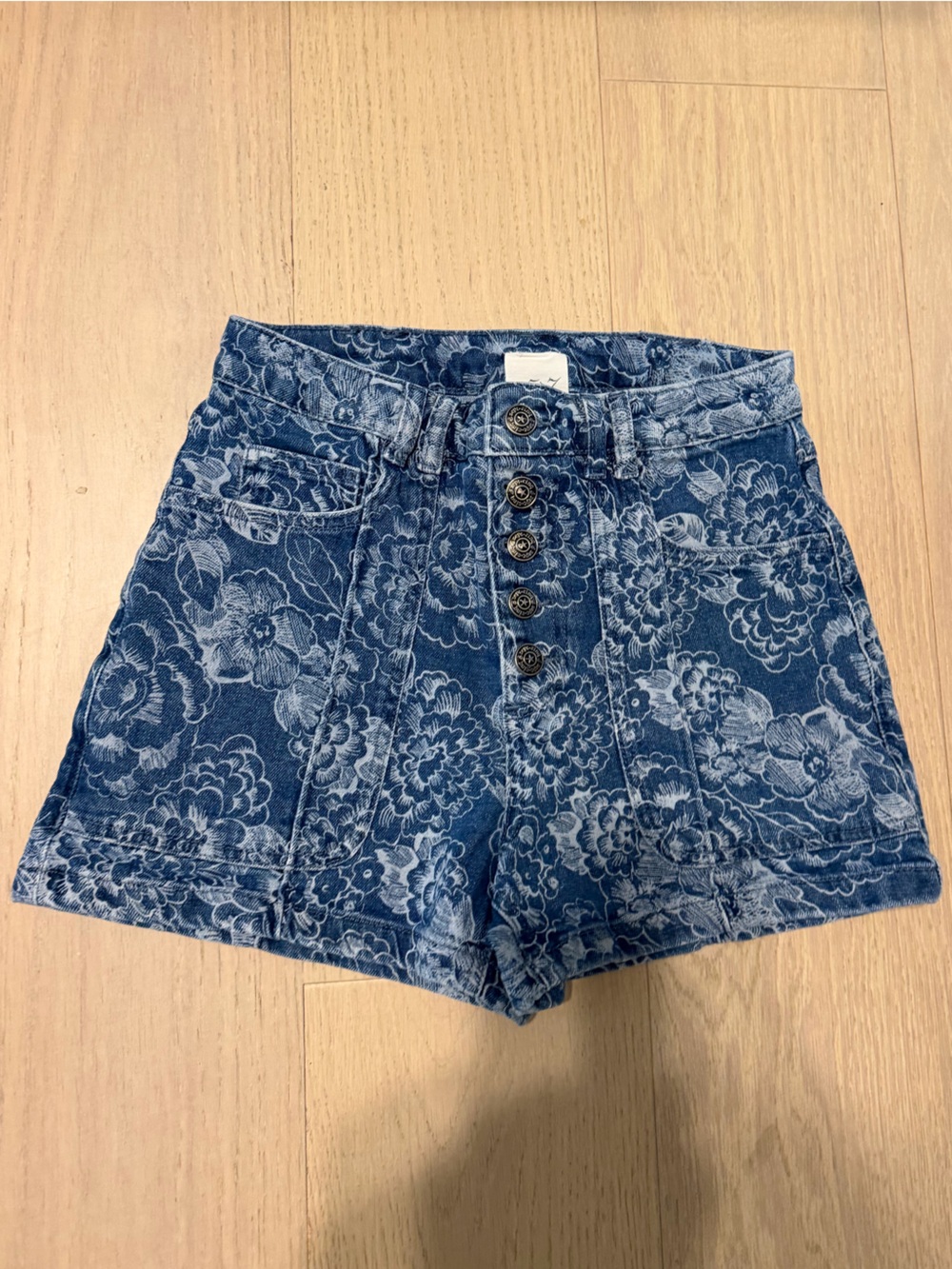 cinq a sept Vivian sketchbook floral denim shorts